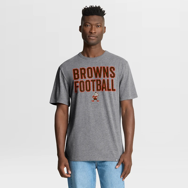 Men's Fanatics Heather Gray Cleveland Browns First Down Tribute Tri-Blend T-Shirt