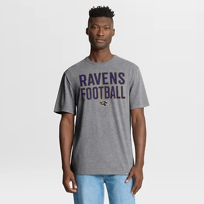 Men's Fanatics Heather Gray Baltimore Ravens First Down Tribute Tri-Blend T-Shirt