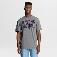 Men's Fanatics Heather Gray Baltimore Ravens First Down Tribute Tri-Blend T-Shirt