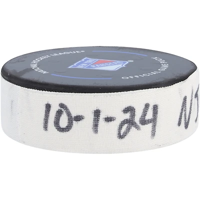 Kevin Labanc New Jersey Devils Game-Used Goal Puck vs. New York Rangers on October 1, 2024 - First of Two Goals Scored