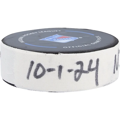 Brian Halonen New Jersey Devils Game-Used Goal Puck vs. New York Rangers on October 1, 2024