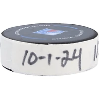 Brian Halonen New Jersey Devils Game-Used Goal Puck vs. New York Rangers on October 1, 2024