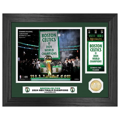 Highland Mint Boston Celtics 2024 NBA Championship Banner Raising Ceremony 13" x 16" Bronze Coin Ticket Photo Mint