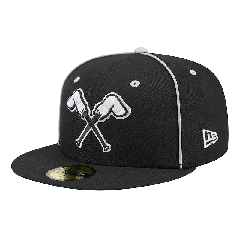Men's New Era Black Montgomery Biscuits Theme Nights 59FIFTY Fitted Hat