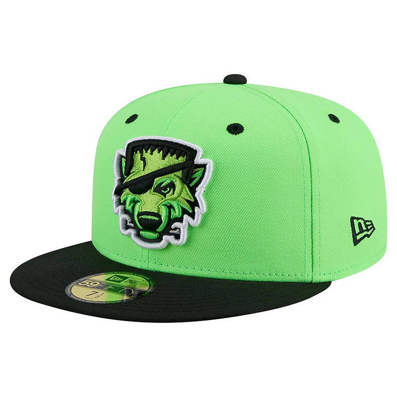 Men's New Era  Neon Green Erie SeaWolves Theme Nights 59FIFTY Fitted Hat