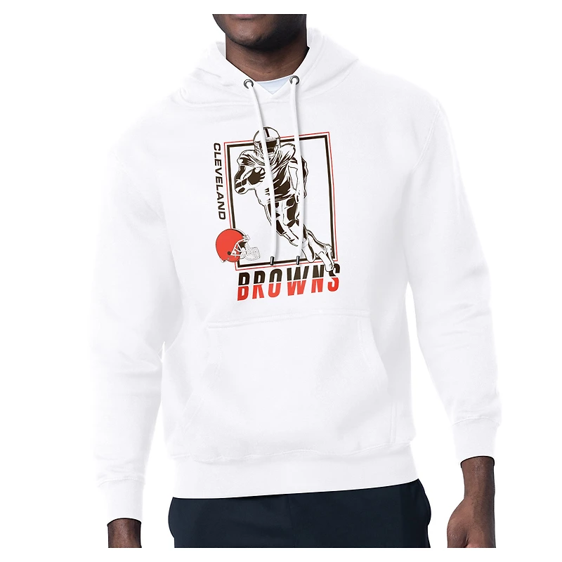Men's Starter White Cleveland Browns Tri-Blend Pullover Hoodie