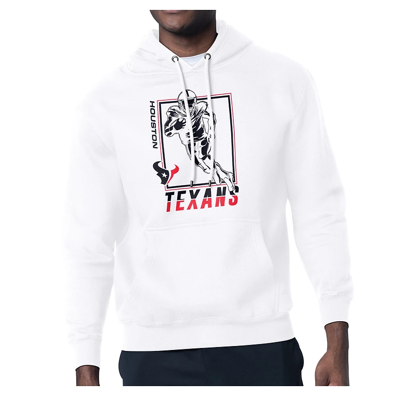 Men's Starter White Houston Texans Tri-Blend Pullover Hoodie
