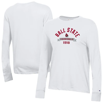 Women's Champion  White Ball State Cardinals Core Long Sleeve T-Shirt