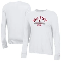 Women's Champion  White Ball State Cardinals Core Long Sleeve T-Shirt