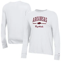 Women's Champion  White Arkansas Razorbacks Core Long Sleeve T-Shirt