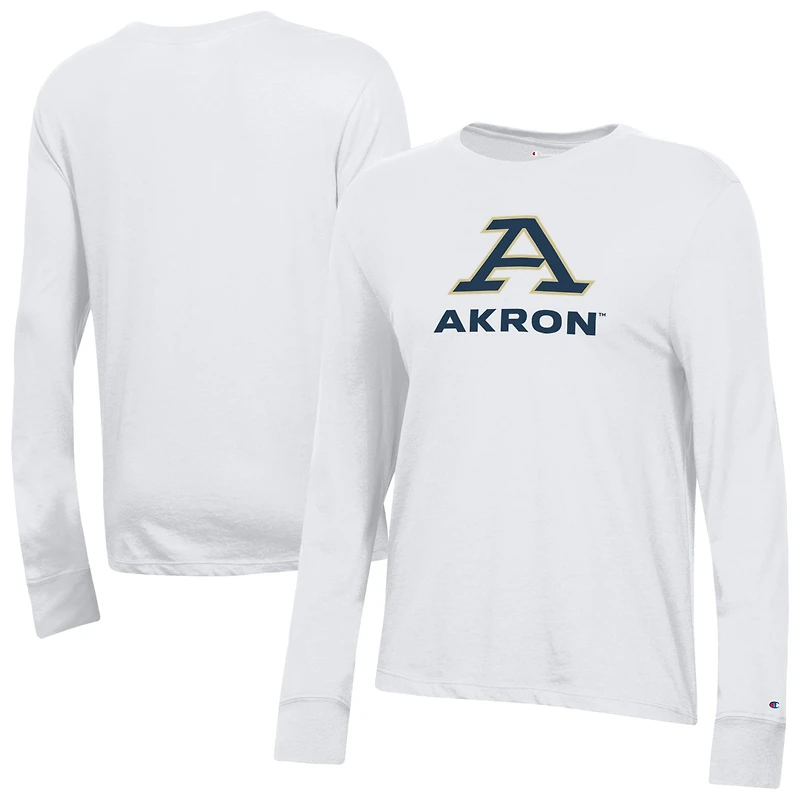Women's Champion  White Akron Zips Core Long Sleeve T-Shirt