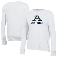 Women's Champion  White Akron Zips Core Long Sleeve T-Shirt