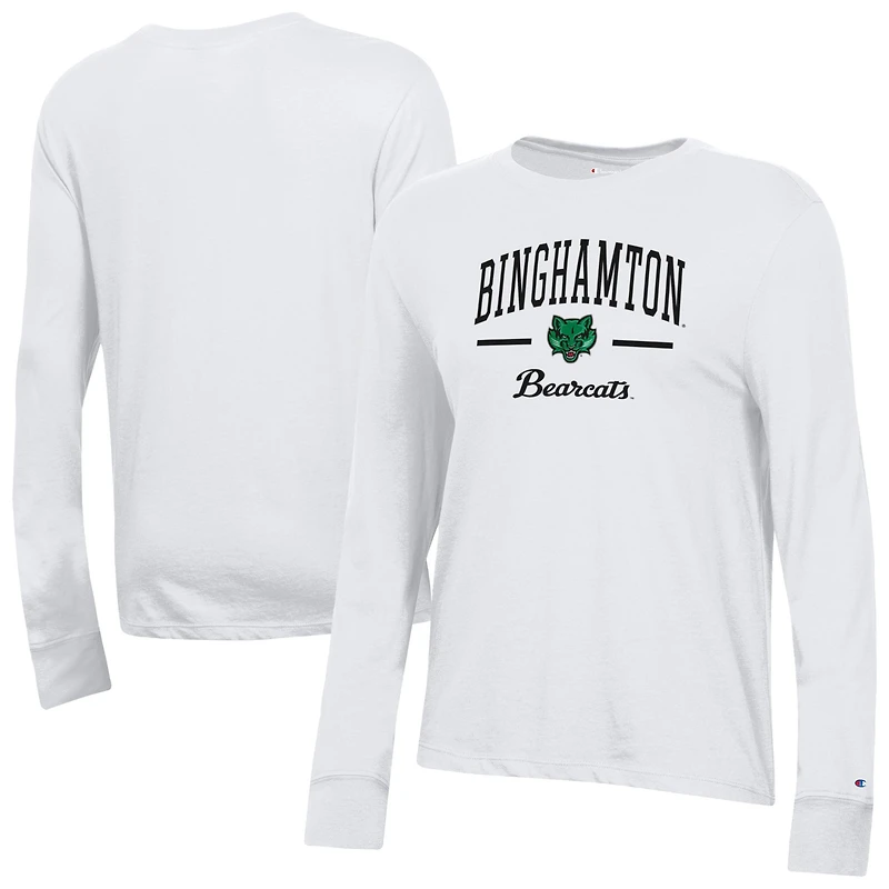 Women's Champion  White Binghamton Bearcats Core Long Sleeve T-Shirt