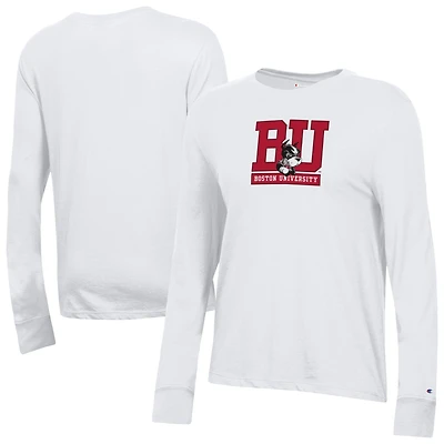 Women's Champion  White Boston University Core Long Sleeve T-Shirt