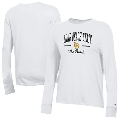Women's Champion White Cal State Long Beach The Beach Core Long Sleeve T-Shirt