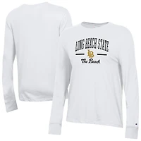 Women's Champion  White Cal State Long Beach The Beach Core Long Sleeve T-Shirt