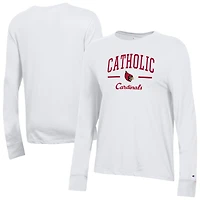 Women's Champion  White Catholic University Cardinals Core Long Sleeve T-Shirt