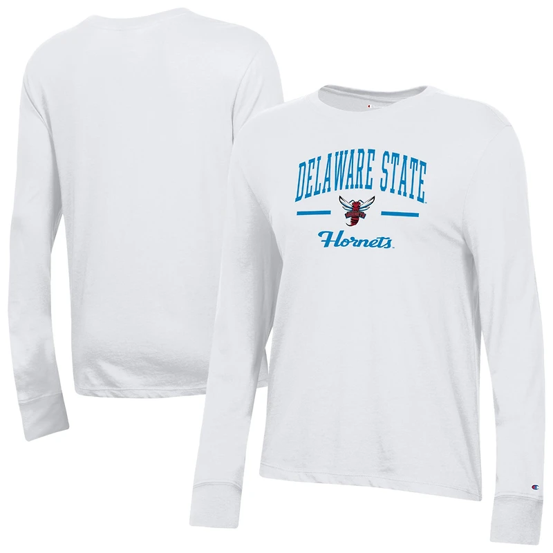 Women's Champion  White Delaware State Hornets Core Long Sleeve T-Shirt