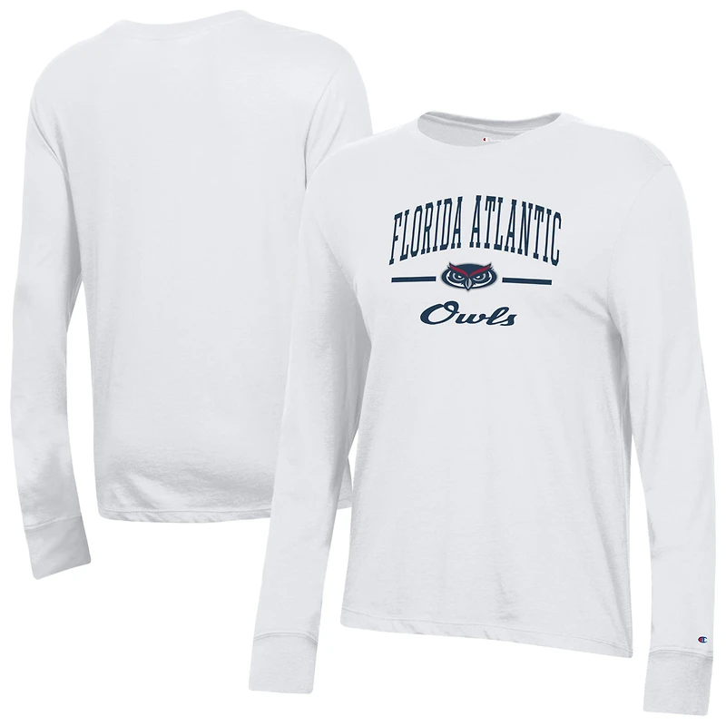 Women's Champion  White Florida Atlantic Owls Core Long Sleeve T-Shirt