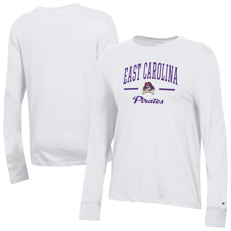 Women's Champion  White ECU Pirates Core Long Sleeve T-Shirt