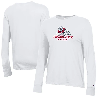 Women's Champion  White Fresno State Bulldogs Core Long Sleeve T-Shirt