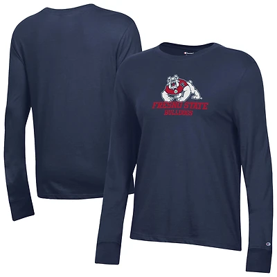 Women's Champion  Navy Fresno State Bulldogs Core Long Sleeve T-Shirt
