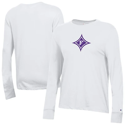 Women's Champion White Furman Paladins Core Long Sleeve T-Shirt