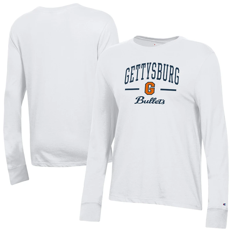 Women's Champion White Gettysburg Bullets Core Long Sleeve T-Shirt