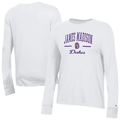 Women's Champion  White James Madison Dukes Core Long Sleeve T-Shirt