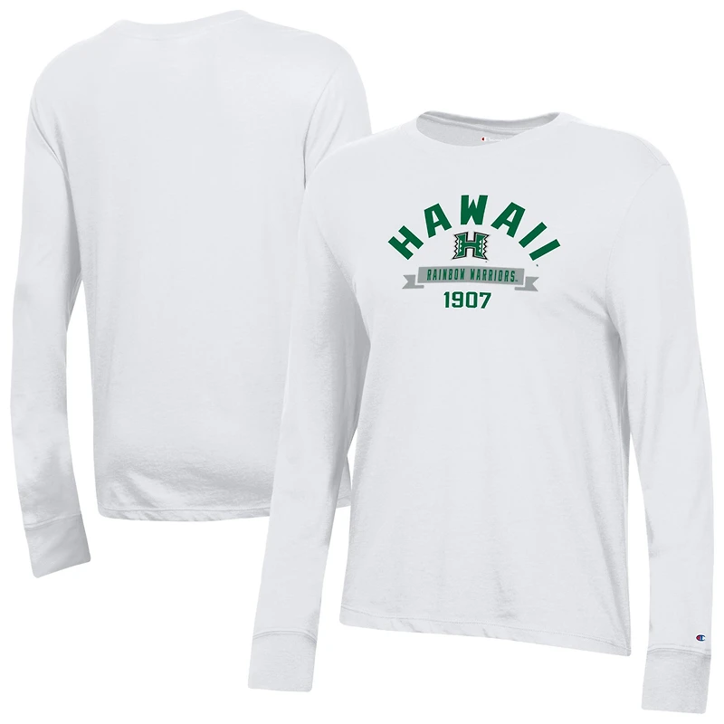 Women's Champion  White Hawaii Rainbow Warriors Core Long Sleeve T-Shirt