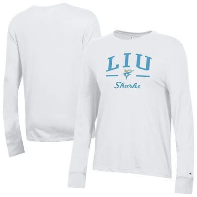 Women's Champion  White LIU Sharks Core Long Sleeve T-Shirt