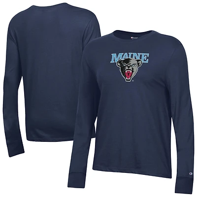 Women's Champion  Navy Maine Black Bears Core Long Sleeve T-Shirt