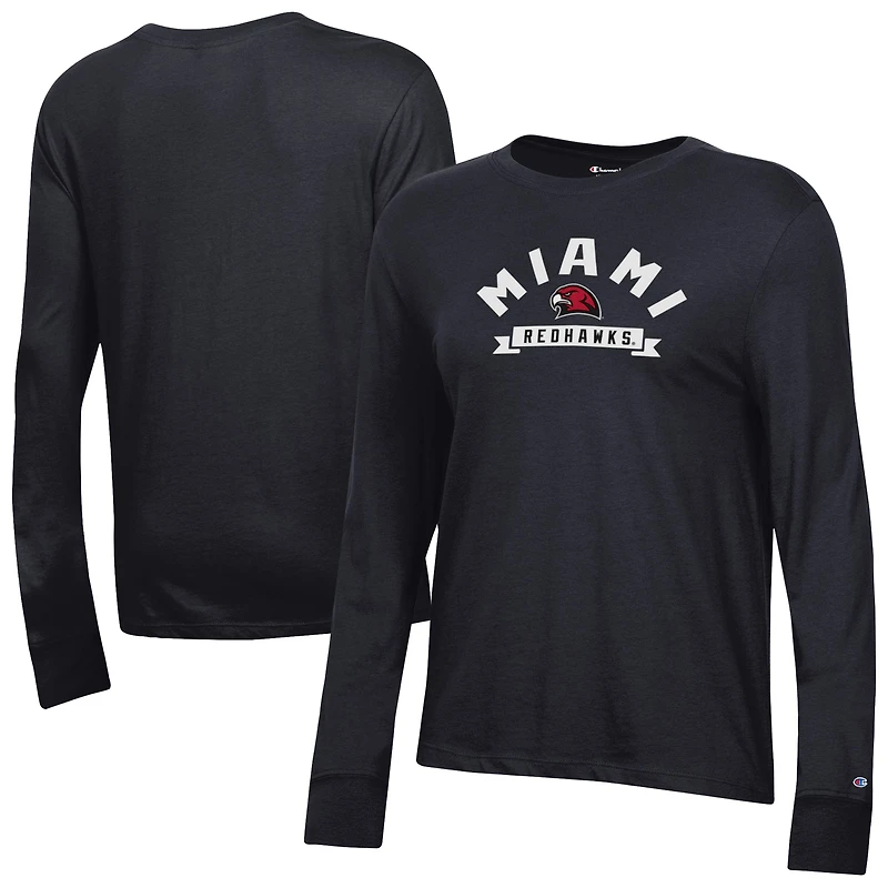 Women's Champion Black Miami University RedHawks Core Long Sleeve T-Shirt