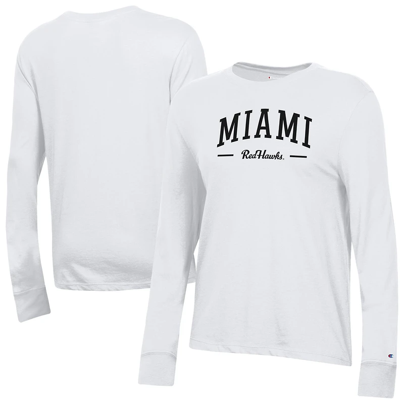 Women's Champion  White Miami University RedHawks Core Long Sleeve T-Shirt