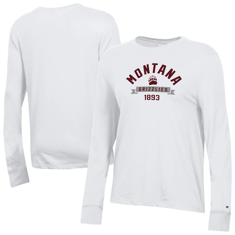 Women's Champion  White Montana Grizzlies Core Long Sleeve T-Shirt