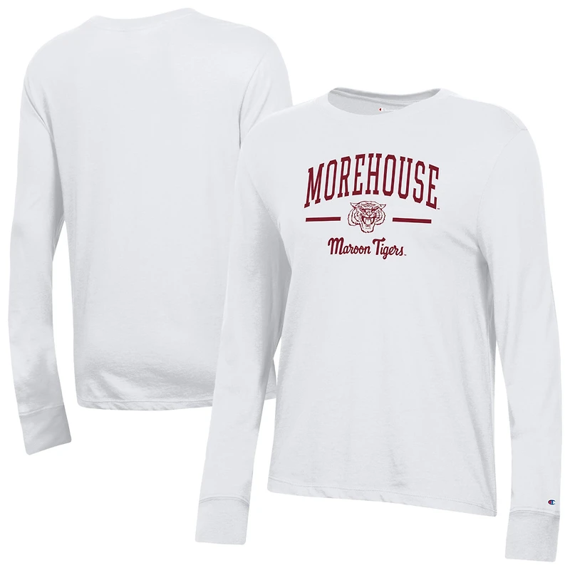 Women's Champion  White Morehouse Maroon Tigers Core Long Sleeve T-Shirt