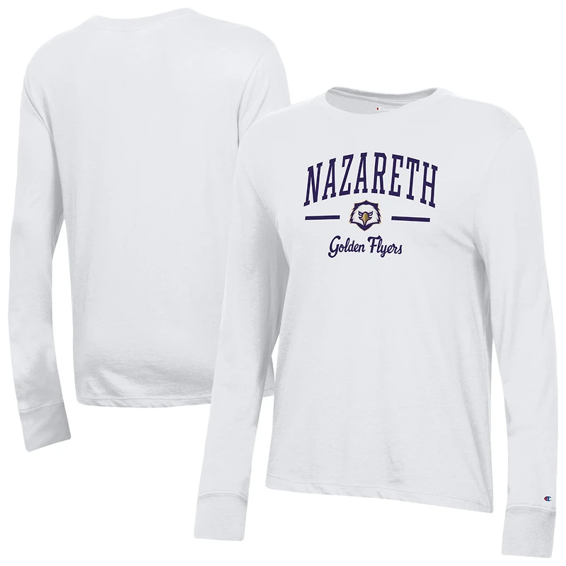 Women's Champion  White Nazareth University Golden Flyers Core Long Sleeve T-Shirt