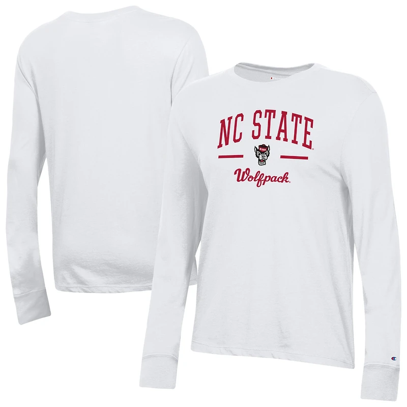 Women's Champion  White NC State Wolfpack Core Long Sleeve T-Shirt