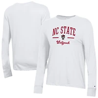 Women's Champion  White NC State Wolfpack Core Long Sleeve T-Shirt