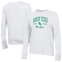 Women's Champion  White North Texas Mean Green Core Long Sleeve T-Shirt