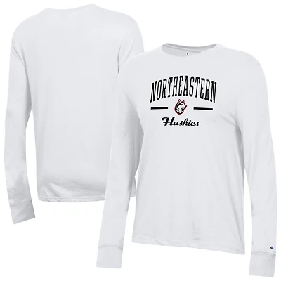 Women's Champion  White Northeastern Huskies Core Long Sleeve T-Shirt
