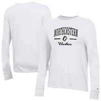 Women's Champion  White Northeastern Huskies Core Long Sleeve T-Shirt