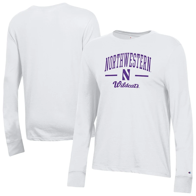 Women's Champion  White Northwestern Wildcats Core Long Sleeve T-Shirt