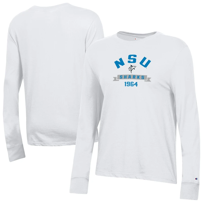 Women's Champion  White Nova Southeastern Sharks Core Long Sleeve T-Shirt