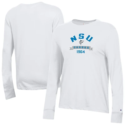 Women's Champion  White Nova Southeastern Sharks Core Long Sleeve T-Shirt