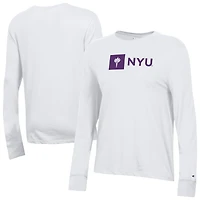 Women's Champion  White NYU Violets Core Long Sleeve T-Shirt
