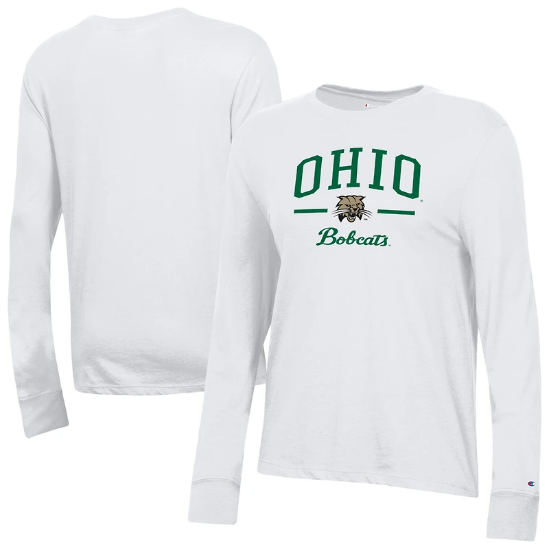 Women's Champion  White Ohio Bobcats Core Long Sleeve T-Shirt