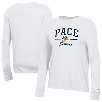 Women's Champion  White Pace University Setters Core Long Sleeve T-Shirt