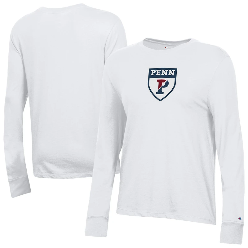 Women's Champion  White Pennsylvania Quakers Core Long Sleeve T-Shirt