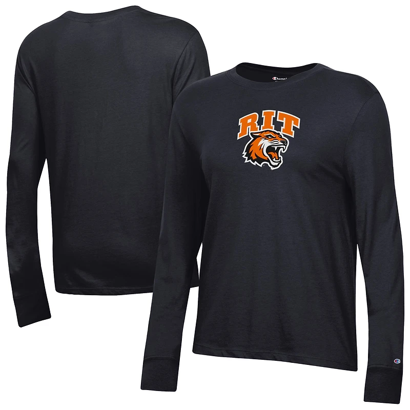 Women's Champion  Black Rochester Institute of Technology Tigers Core Long Sleeve T-Shirt